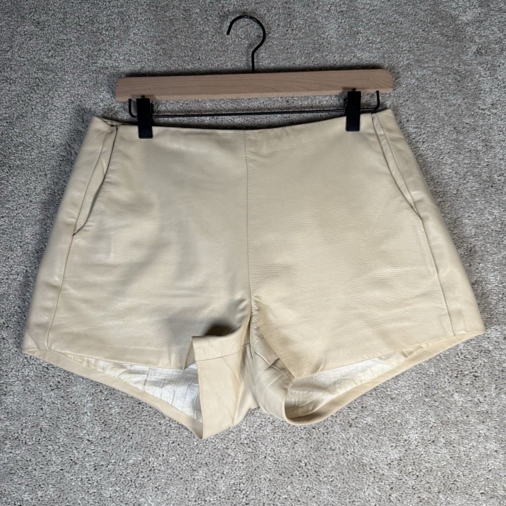 David Lerner Women's Large 100% Lambskin 3" Inseam Shorts Satin Lined READ